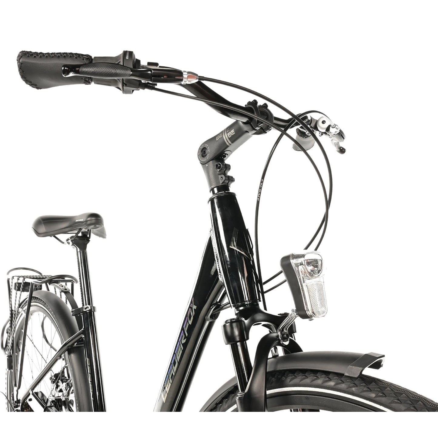 28 Leader Fox City Bike Mixed Terrain Black 7-Speed Aluminum Frame
