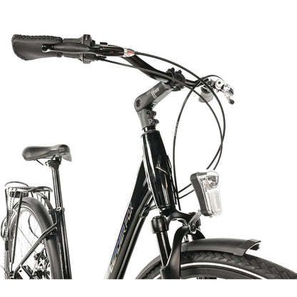 28 Leader Fox City Bike Mixed Terrain Black 7-Speed Aluminum Frame