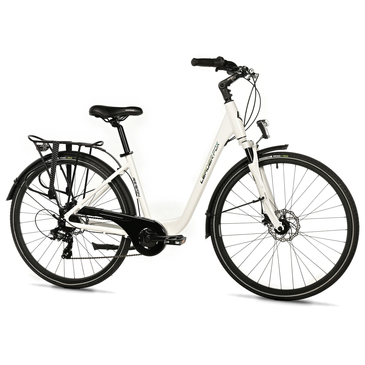 28" Leader Fox hybrid city bike, white, 7-speed, aluminum frame