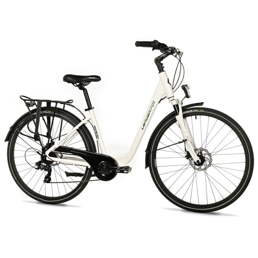 28" Leader Fox hybrid city bike, white, 7-speed, aluminum frame