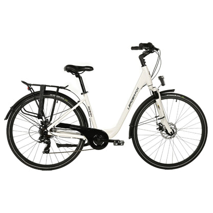 28" Leader Fox hybrid city bike, white, 7-speed, aluminum frame