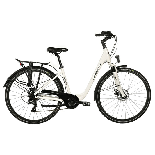 28" Leader Fox hybrid city bike, white, 7-speed, aluminum frame