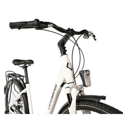 28" Leader Fox hybrid city bike, white, 7-speed, aluminum frame