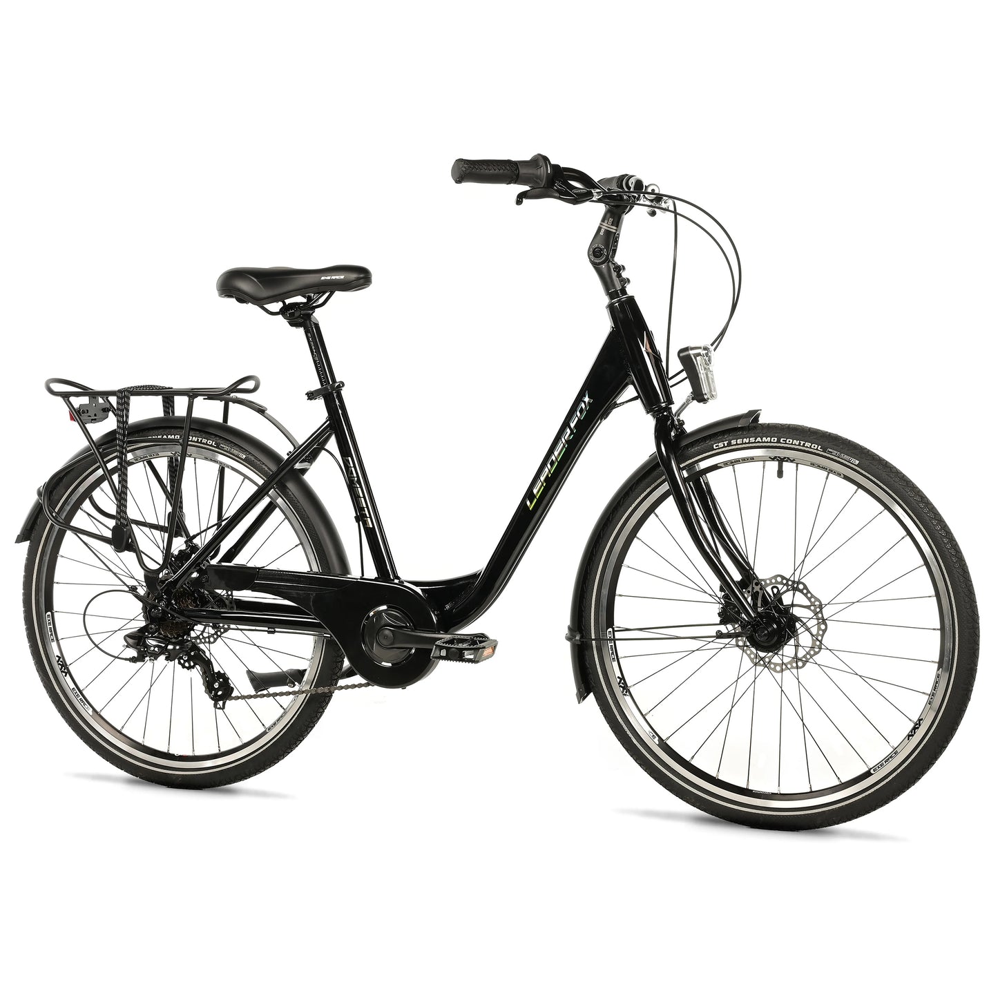 Vélo city bike 26 Leader fox domesta femme noir 7v cadre alu