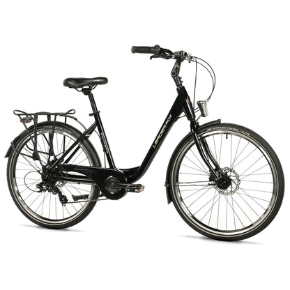 Vélo city bike 26 Leader fox domesta femme noir 7v cadre alu