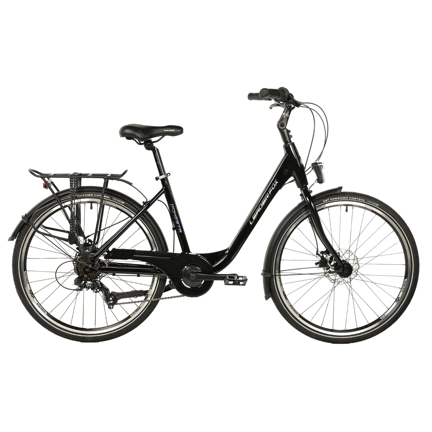 Vélo city bike 26 Leader fox domesta femme noir 7v cadre alu