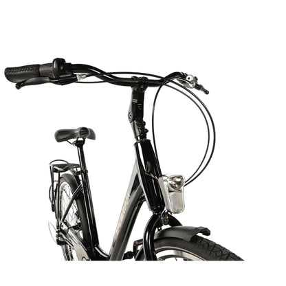 Vélo city bike 26 Leader fox domesta femme noir 7v cadre alu