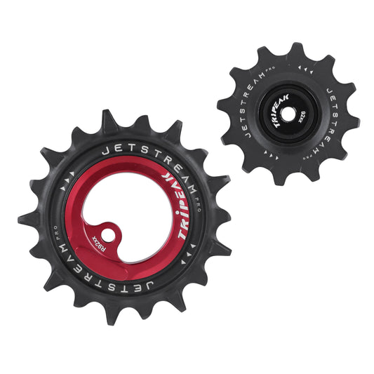 Tripeak 12-18T ceramic derailleur pulley for Shimano Dura-Ace R9200 12x2s (red, set of 2)