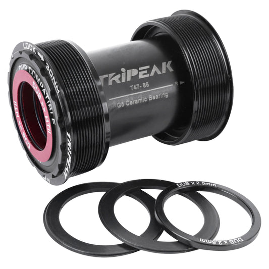 Tripeak 3-in-1 ceramic integrated threaded bottom bracket, 86mm shell, 47mm diameter for 24mm/28.99mm/30mm spindle (Sram DUB/Rotor 3D/Shimano/Colnago/Trek/Seka compatible)
