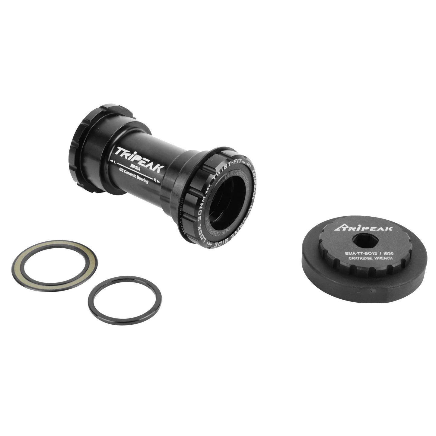 Integrated cup MTB-road Tripeak ceramic press-fit-twistfit bottom bracket 73 mm diameter 42 mm for 28.99 mm/30 mm axle (Sram DUB/Rotor, Cannondale compatible)
