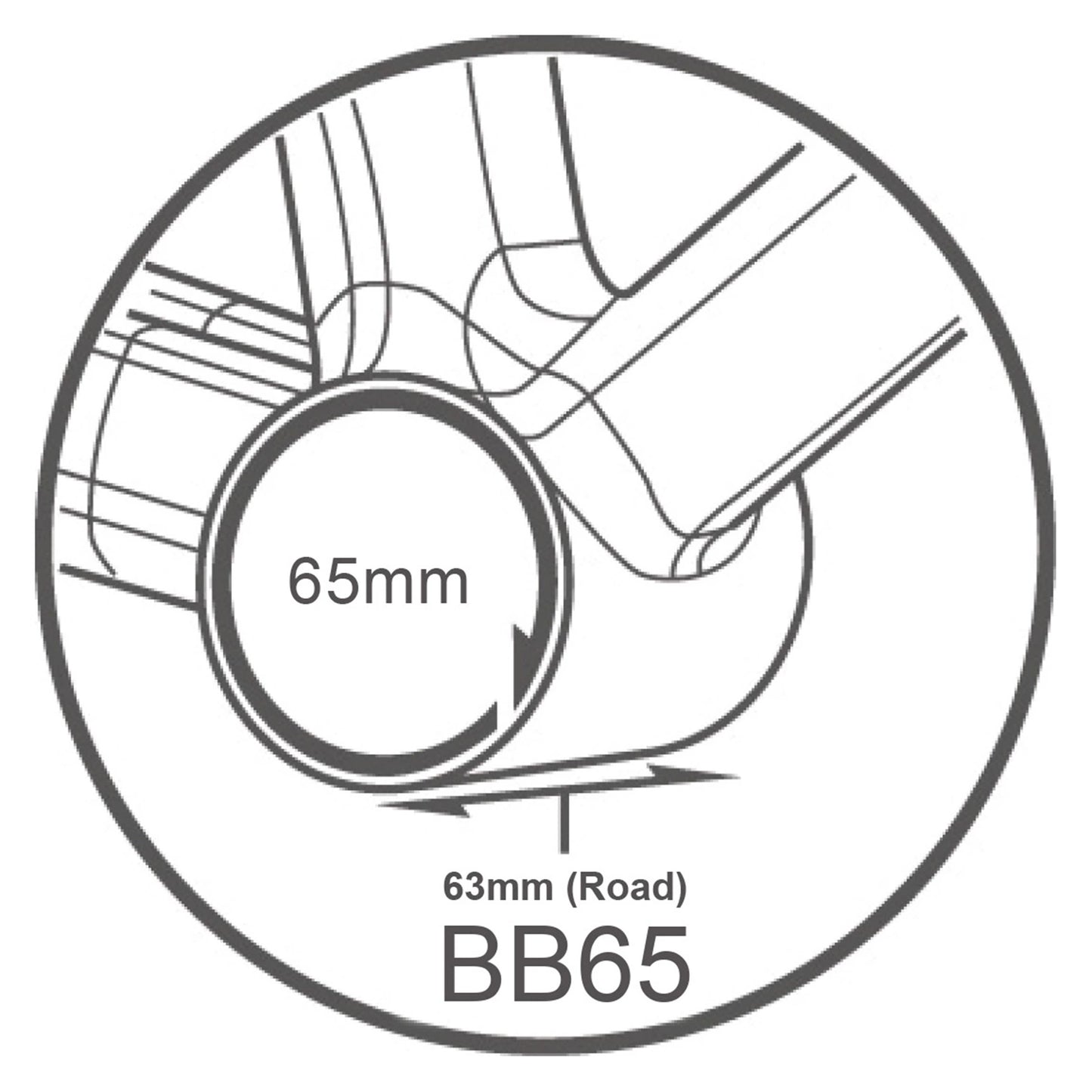 Integrated bottom bracket housing for press-fit road bikes 3-in-1 Tripeak ceramic bottom bracket 63 mm diameter 65 mm for 24 mm/28.99 mm/30 mm axle (compatible with Shimano/Sram DUB/Rotor 3D+)