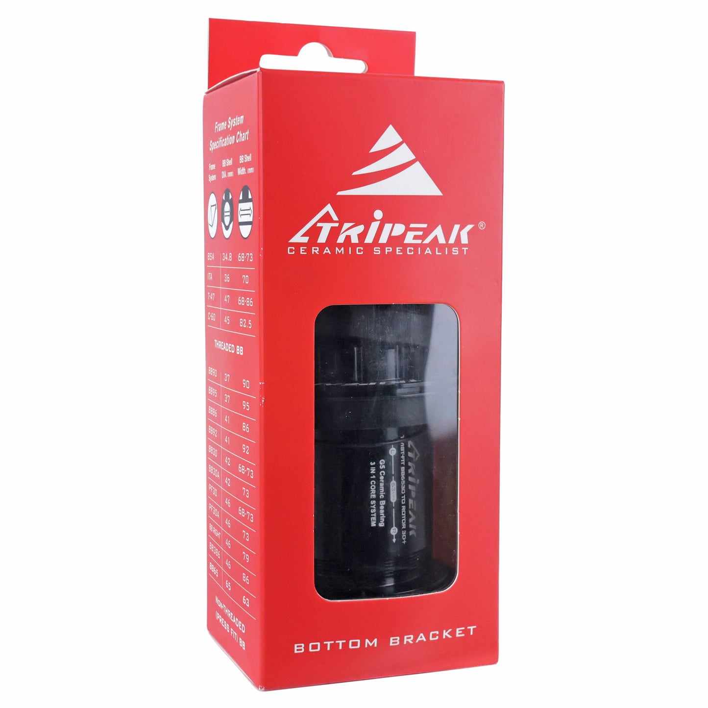 Integrated bottom bracket housing for press-fit road bikes 3-in-1 Tripeak ceramic bottom bracket 63 mm diameter 65 mm for 24 mm/28.99 mm/30 mm axle (compatible with Shimano/Sram DUB/Rotor 3D+)