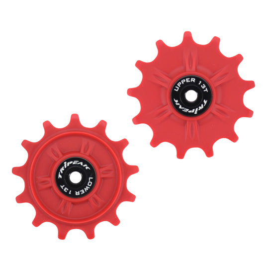 Tripeak 13-13 tooth ceramic 11-speed gravel-MTB derailleur pulley. Shimano GRX-XT GRX 812 - 817 - XTM8000 red
