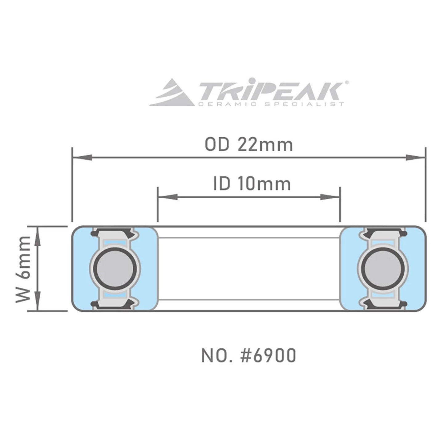 Roulement Tripeak céramique hybride 22x10x6 6900