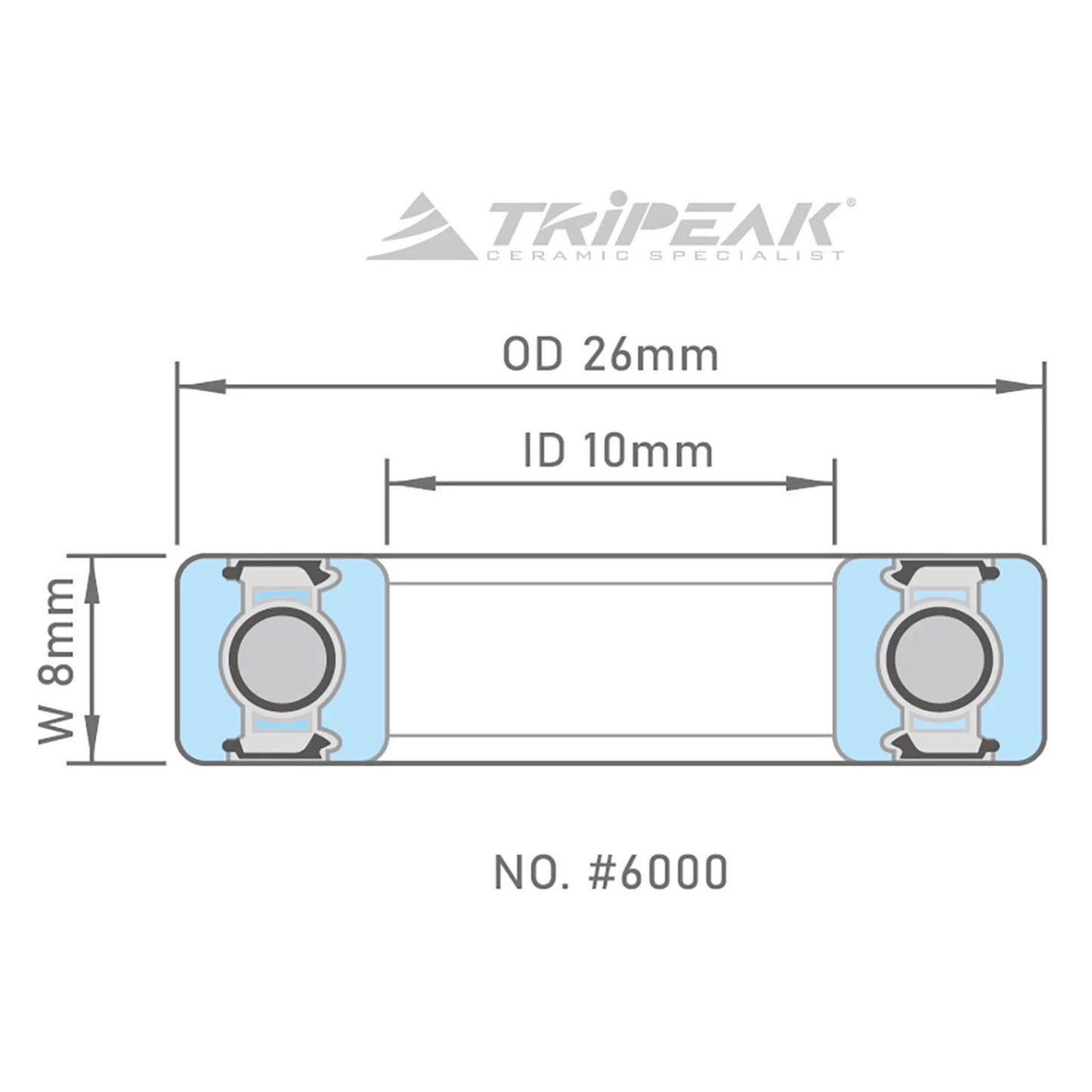 Tripeak hybrid ceramic bearing 26x10x8 6000