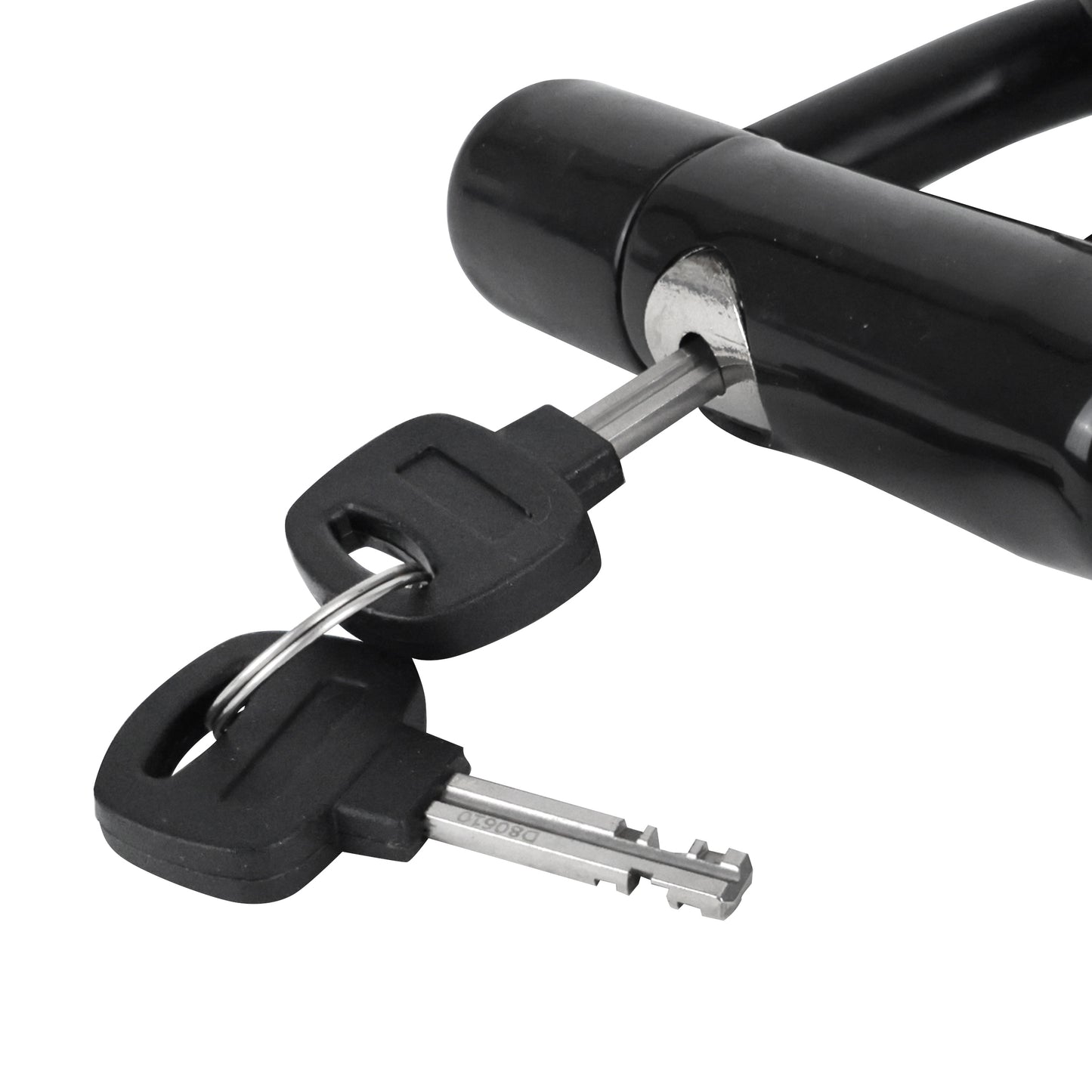 Antivol vélo - trottinette câble-u à clé diam 15 mm l 1,50 m noir livré avec 2 clés - niveau sécurité 7