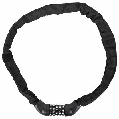 Bicycle - scooter anti-theft chain with code, steel, 85 cm long, black - security level 8