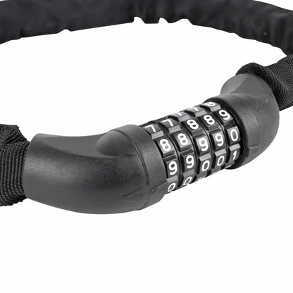 Bicycle - scooter anti-theft chain with code, steel, 85 cm long, black - security level 8