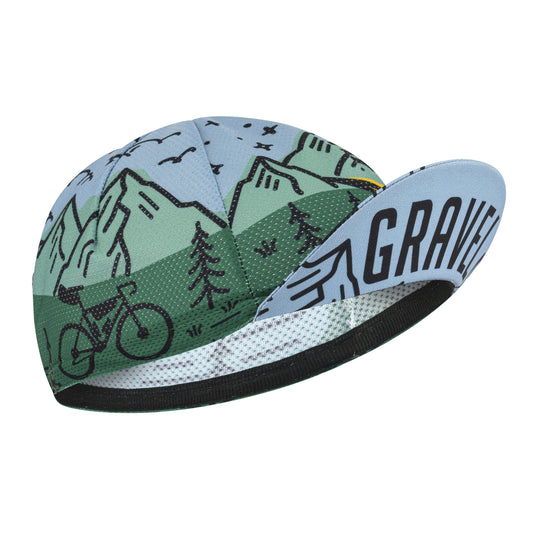 Casquette été gravel bleu-vert déco montagne Gist (5952)