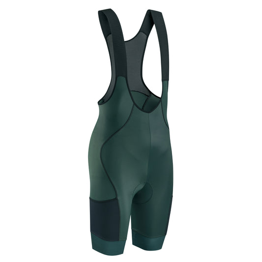 Gist Free Ride Discover short bib shorts with ergonomic HD chamois, green with black trim (5125)