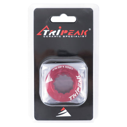 Tripeak Ultra-Light 7g Red Aluminum Centerlock Disc Brake Lockring - Internal Tightening (sold in pairs)