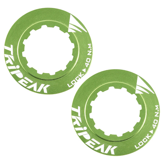 Tripeak ultra-lightweight 7g green aluminum Centerlock disc brake lockring - internal tightening (sold in pairs)