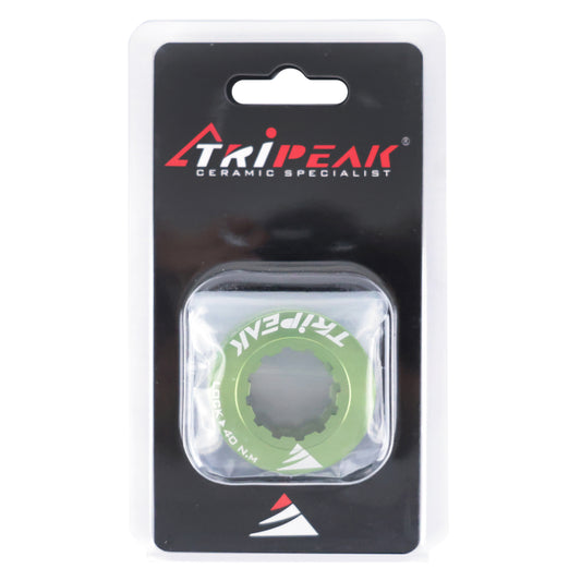 Tripeak ultra-lightweight 7g green aluminum Centerlock disc brake lockring - internal tightening (sold in pairs)