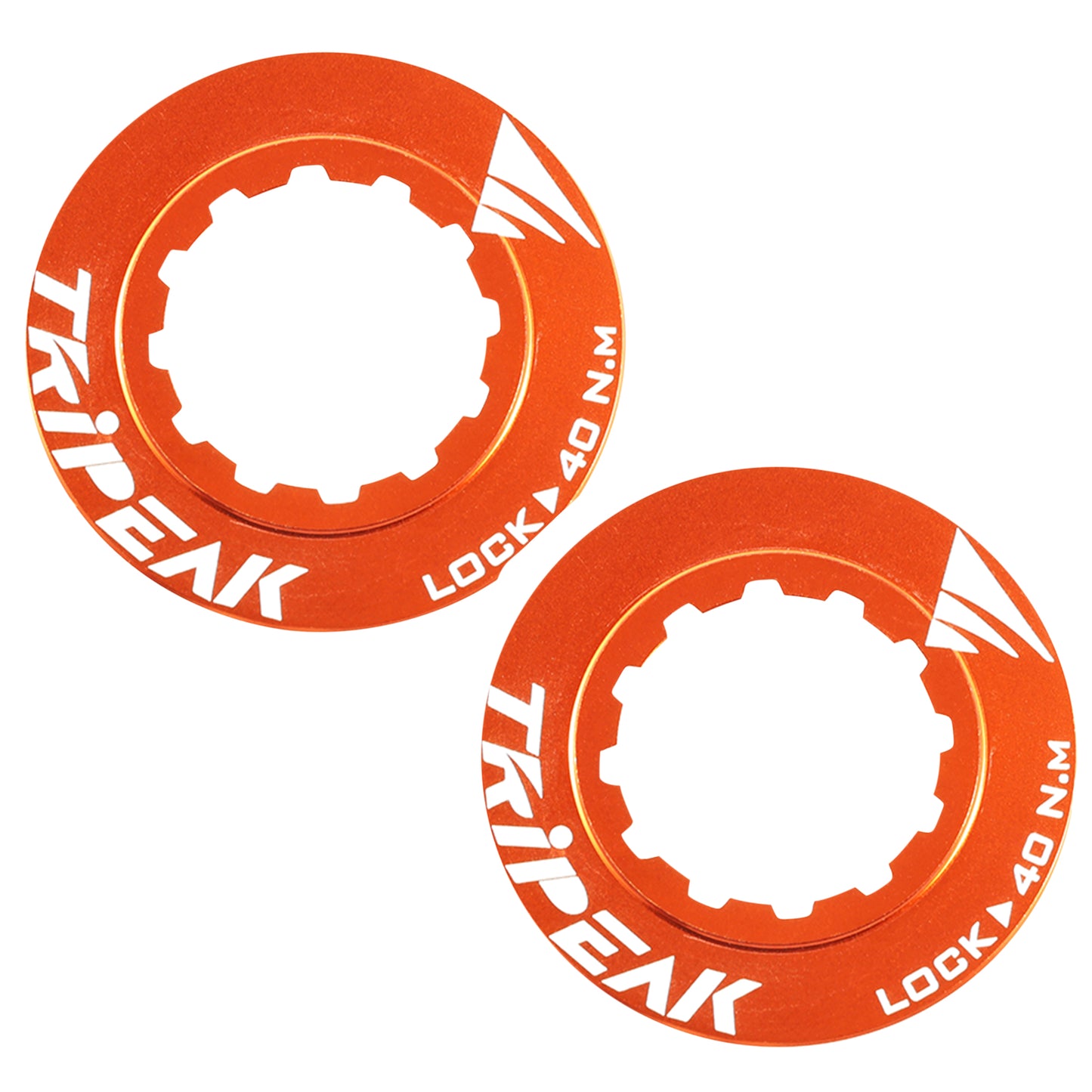 Tripeak ultra-light 7g orange Centerlock disc brake lockring - internal tightening (sold as a pair)