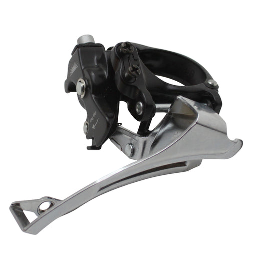 Dérailleur VTT avant Sunrace m50 à collier bas 34,9 pour 42x32x22 tirage haut-bas avec collier adaptateur 31.8 et 28.6
