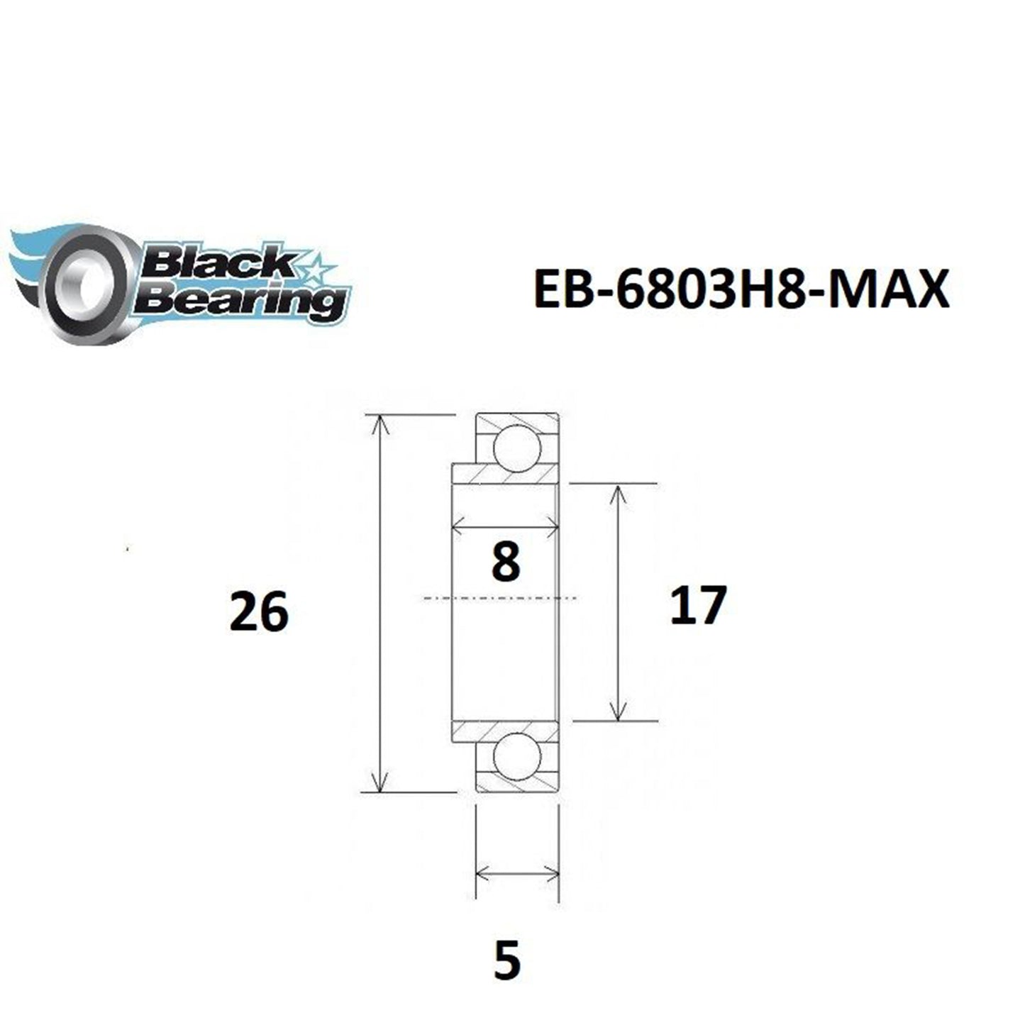 Roulement cadre suspendu BlackBearing MAX 17x26x8 6803H8-E