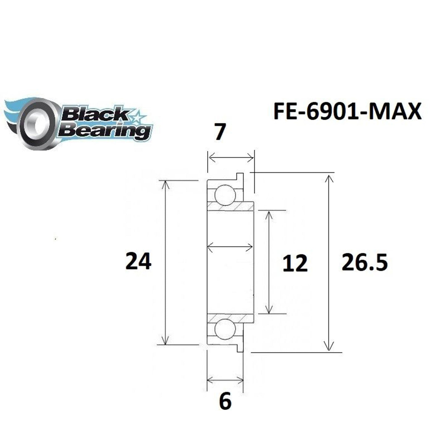 Roulement cadre suspendu BlackBearing MAX 12x24x7 6901-FE-2RS