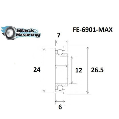 Roulement cadre suspendu BlackBearing MAX 12x24x7 6901-FE-2RS