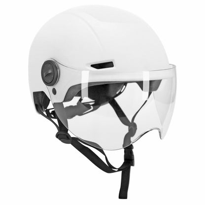 Casque vélo adulte urbain trendy blanc avec visière et molette de réglage