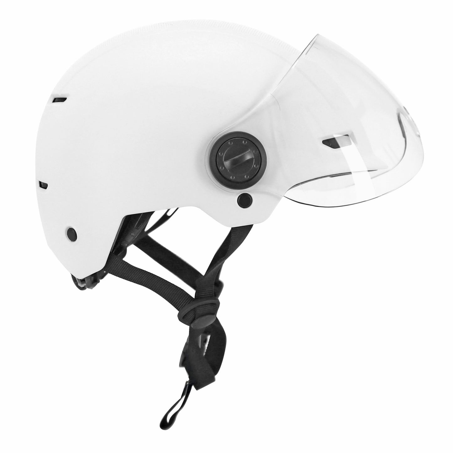 Casque vélo adulte urbain trendy blanc avec visière et molette de réglage