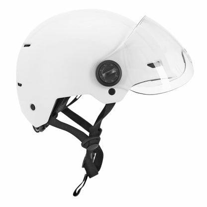 Casque vélo adulte urbain trendy blanc avec visière et molette de réglage