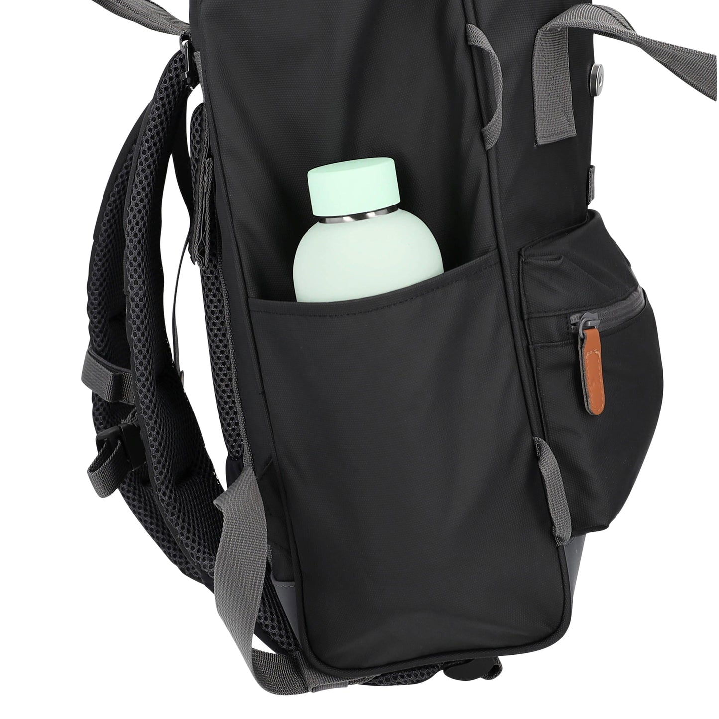 Hapo.g Roll-Top Rear Bicycle Bag, Black, Medium, Convertible Backpack, 53x27x16cm, sold individually / strap attachment to pannier rack
