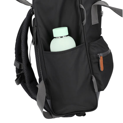 Hapo.g Roll-Top Rear Bicycle Bag, Black, Medium, Convertible Backpack, 53x27x16cm, sold individually / strap attachment to pannier rack