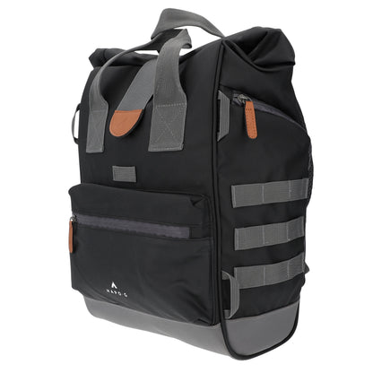Hapo.g Roll-Top Rear Bicycle Bag, Black, Medium, Convertible Backpack, 53x27x16cm, sold individually / strap attachment to pannier rack