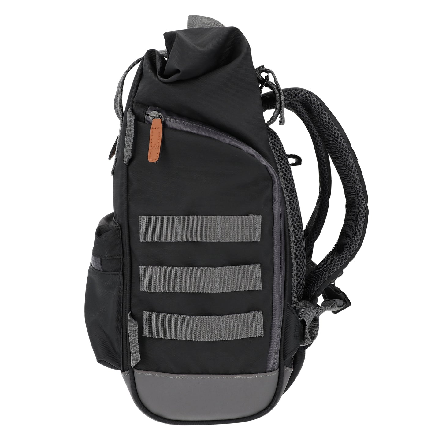 Hapo.g Roll-Top Rear Bicycle Bag, Black, Medium, Convertible Backpack, 53x27x16cm, sold individually / strap attachment to pannier rack