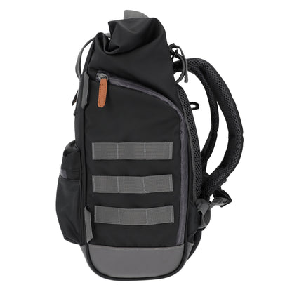 Hapo.g Roll-Top Rear Bicycle Bag, Black, Medium, Convertible Backpack, 53x27x16cm, sold individually / strap attachment to pannier rack