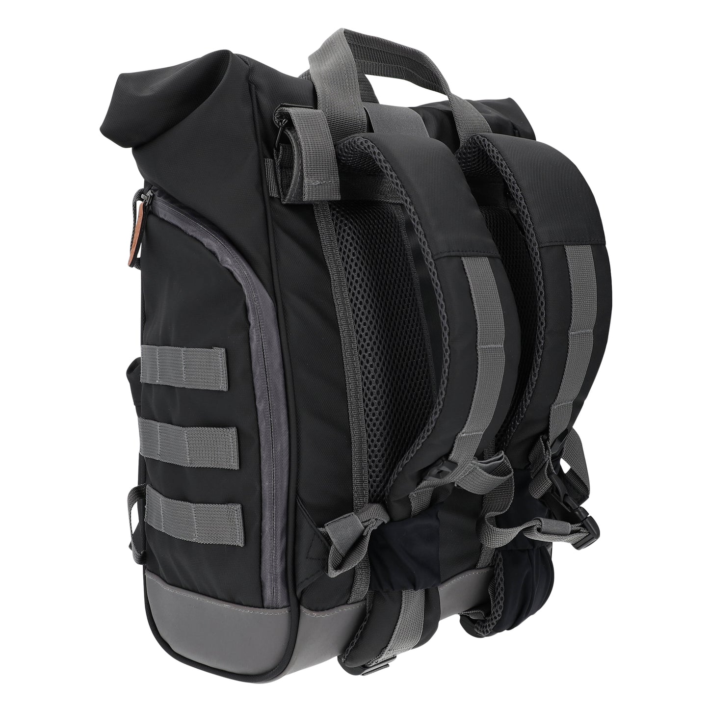 Hapo.g Roll-Top Rear Bicycle Bag, Black, Medium, Convertible Backpack, 53x27x16cm, sold individually / strap attachment to pannier rack