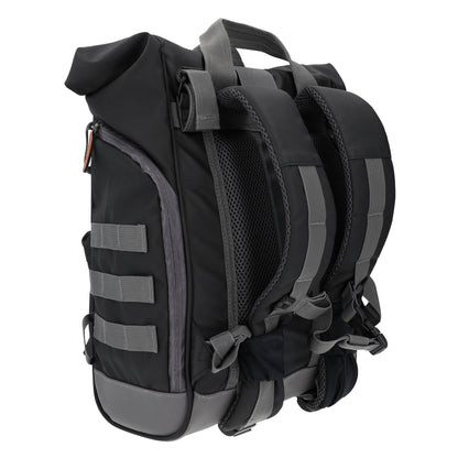 Hapo.g Roll-Top Rear Bicycle Bag, Black, Medium, Convertible Backpack, 53x27x16cm, sold individually / strap attachment to pannier rack