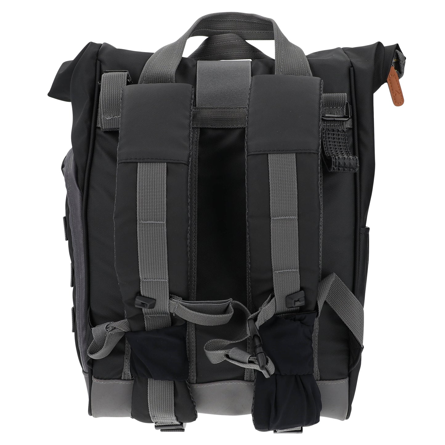 Hapo.g Roll-Top Rear Bicycle Bag, Black, Medium, Convertible Backpack, 53x27x16cm, sold individually / strap attachment to pannier rack