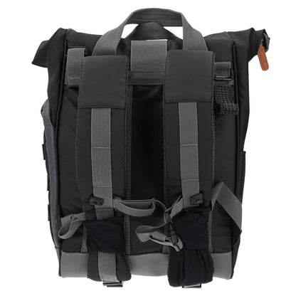 Hapo.g Roll-Top Rear Bicycle Bag, Black, Medium, Convertible Backpack, 53x27x16cm, sold individually / strap attachment to pannier rack