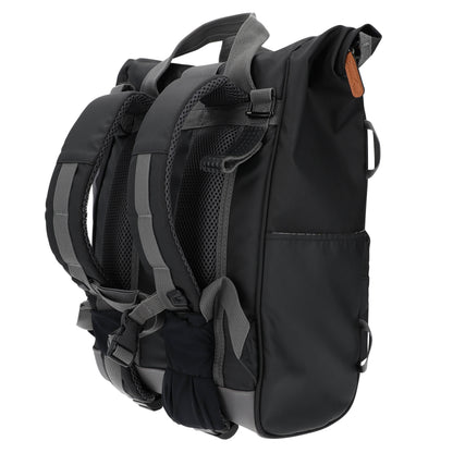 Hapo.g Roll-Top Rear Bicycle Bag, Black, Medium, Convertible Backpack, 53x27x16cm, sold individually / strap attachment to pannier rack