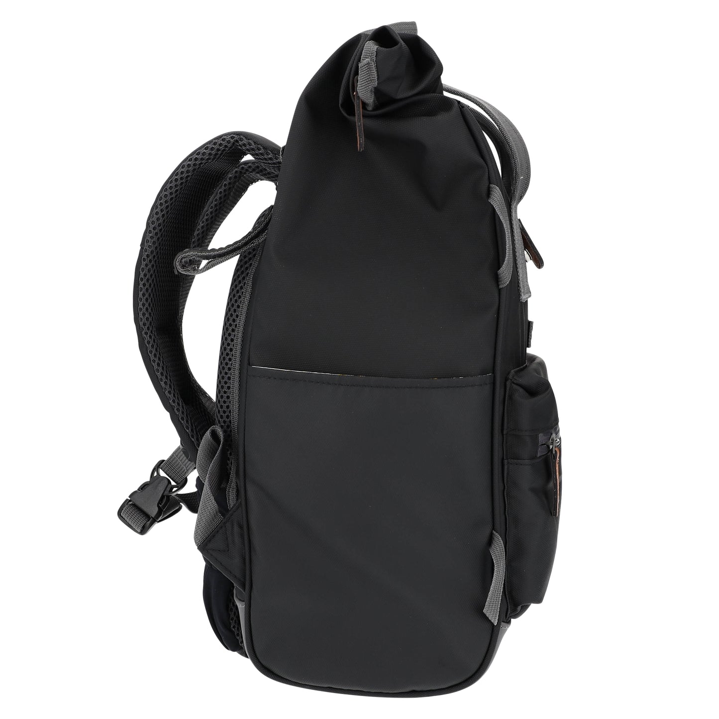 Hapo.g Roll-Top Rear Bicycle Bag, Black, Medium, Convertible Backpack, 53x27x16cm, sold individually / strap attachment to pannier rack