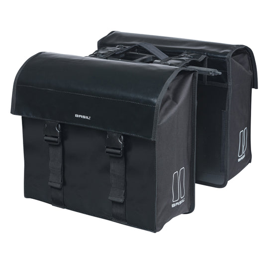 Sacoche arrière vélo double Basil urban load imperméable noir 48-53l 8x38x30cm compatible système mik