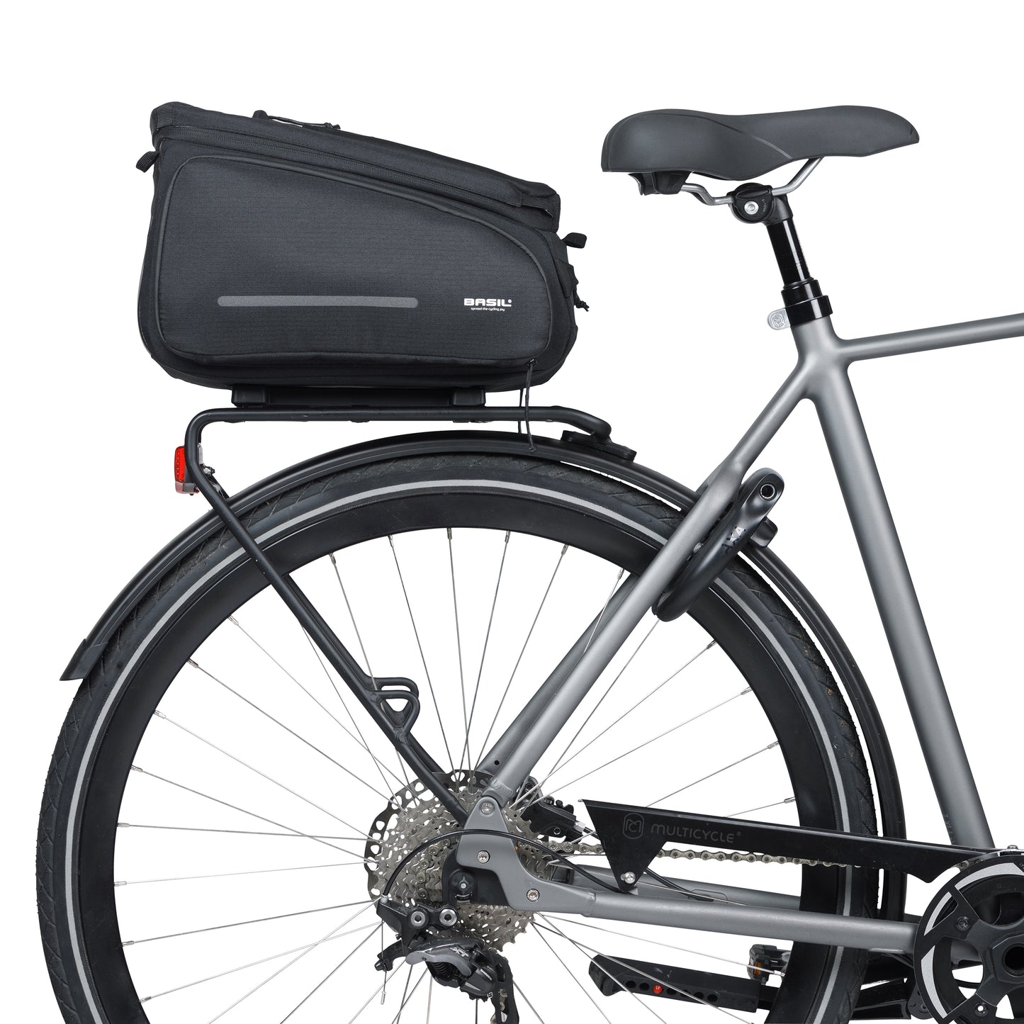 Sacoche arrière vélo Basil move noir avec soufflet waterproof extensible 10-26l fixation porte bagage l33x l24cmxh18cm fixation système mik 2.0 inclus
