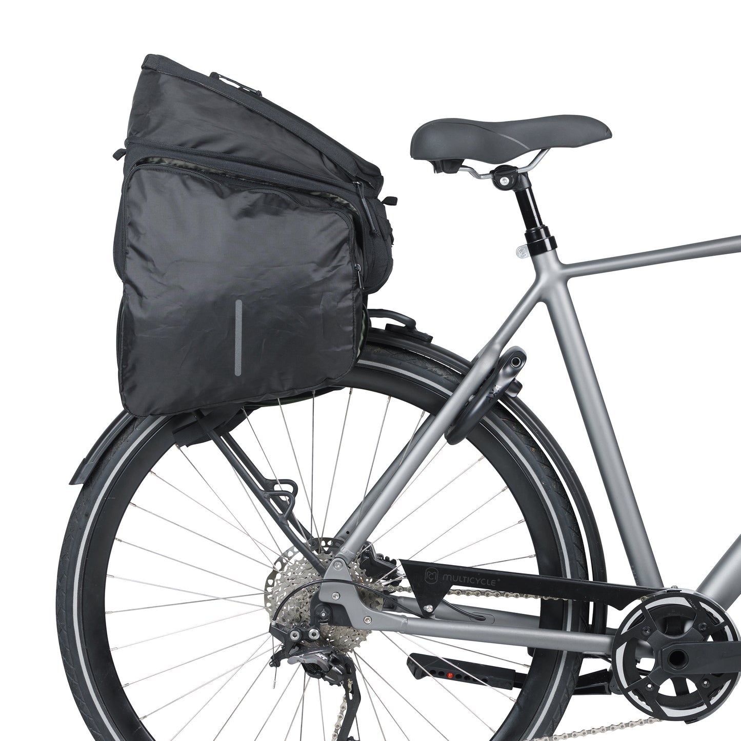 Sacoche arrière vélo Basil move noir avec soufflet waterproof extensible 10-26l fixation porte bagage l33x l24cmxh18cm fixation système mik 2.0 inclus