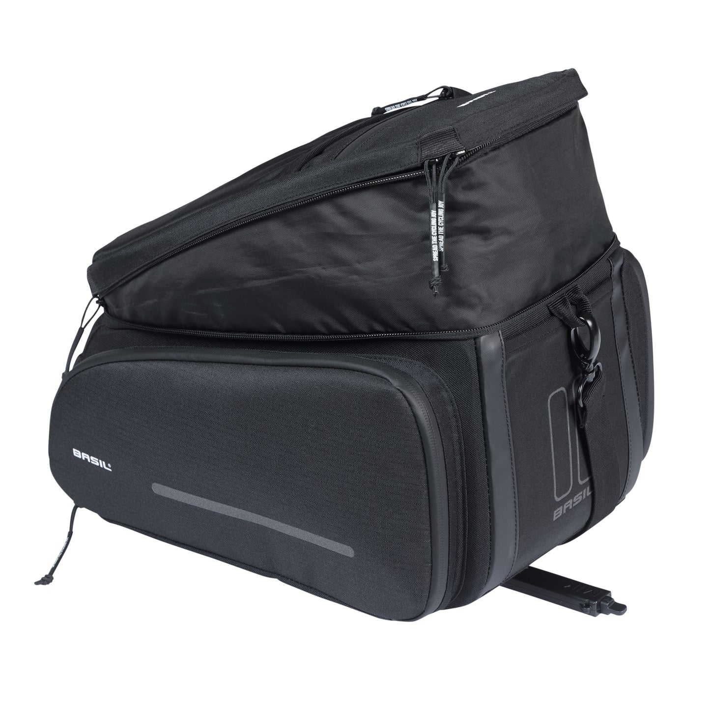 Sacoche arrière vélo Basil move noir avec soufflet waterproof extensible 10-26l fixation porte bagage l33x l24cmxh18cm fixation système mik 2.0 inclus